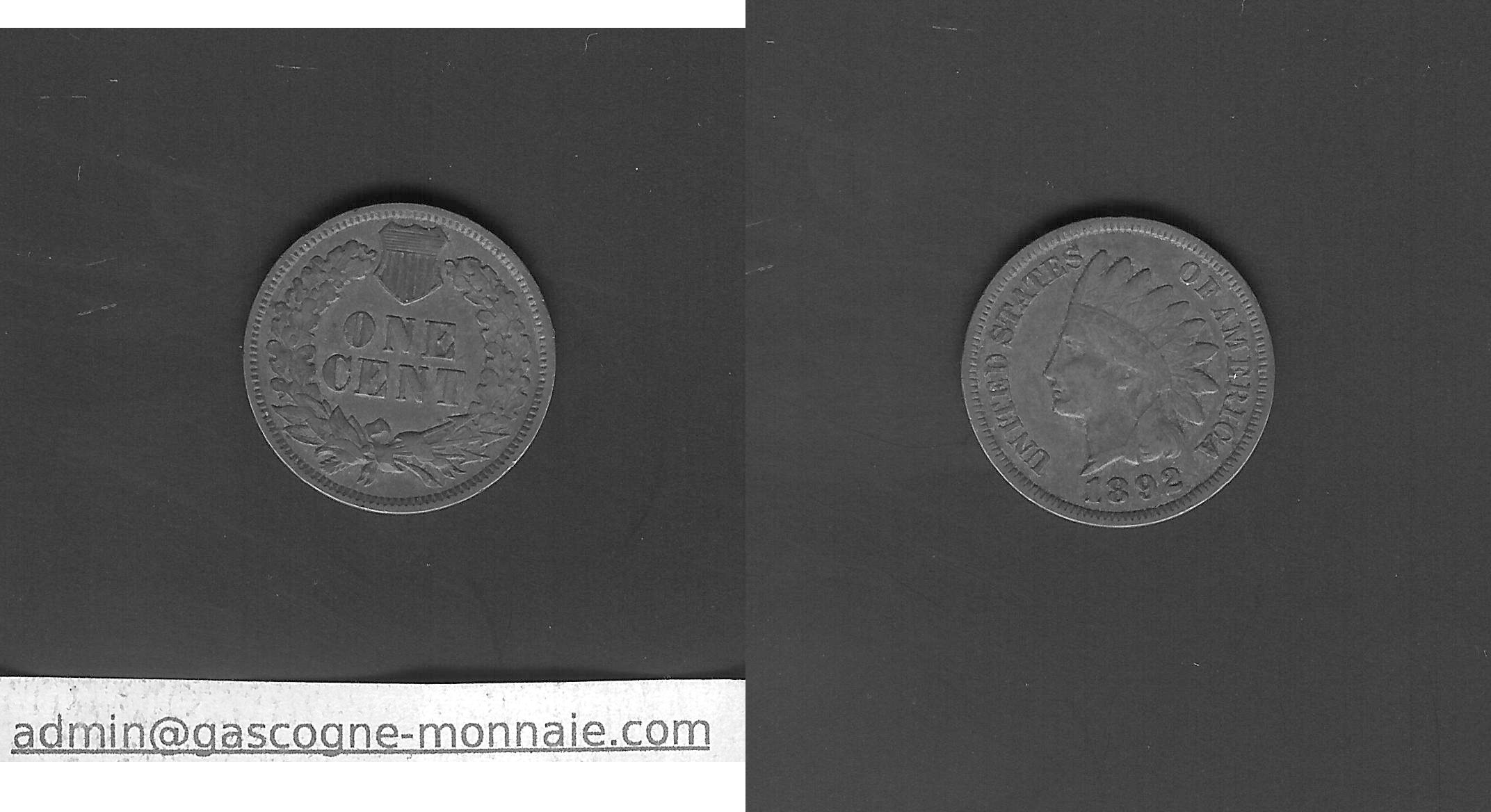 États-Unis tete Indien cent 1892 TTB+